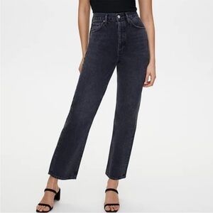 AGOLDE 90s Crop Jeans Denim in Washed Black / Dark Grey Wash - 26